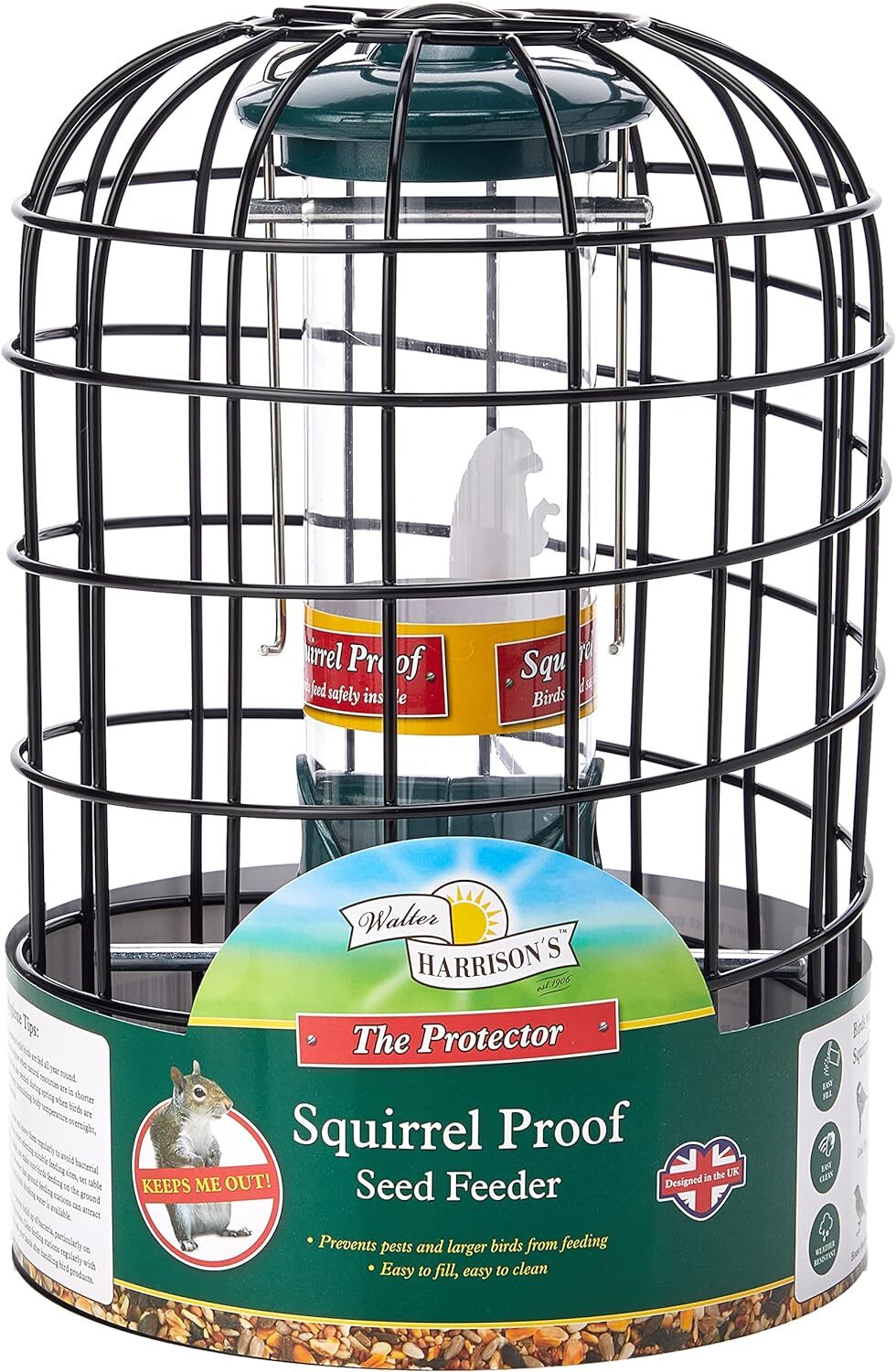 Walter Harrison's Wild Bird Feed Protector squirrel Proof Hanging Seed Feeder -