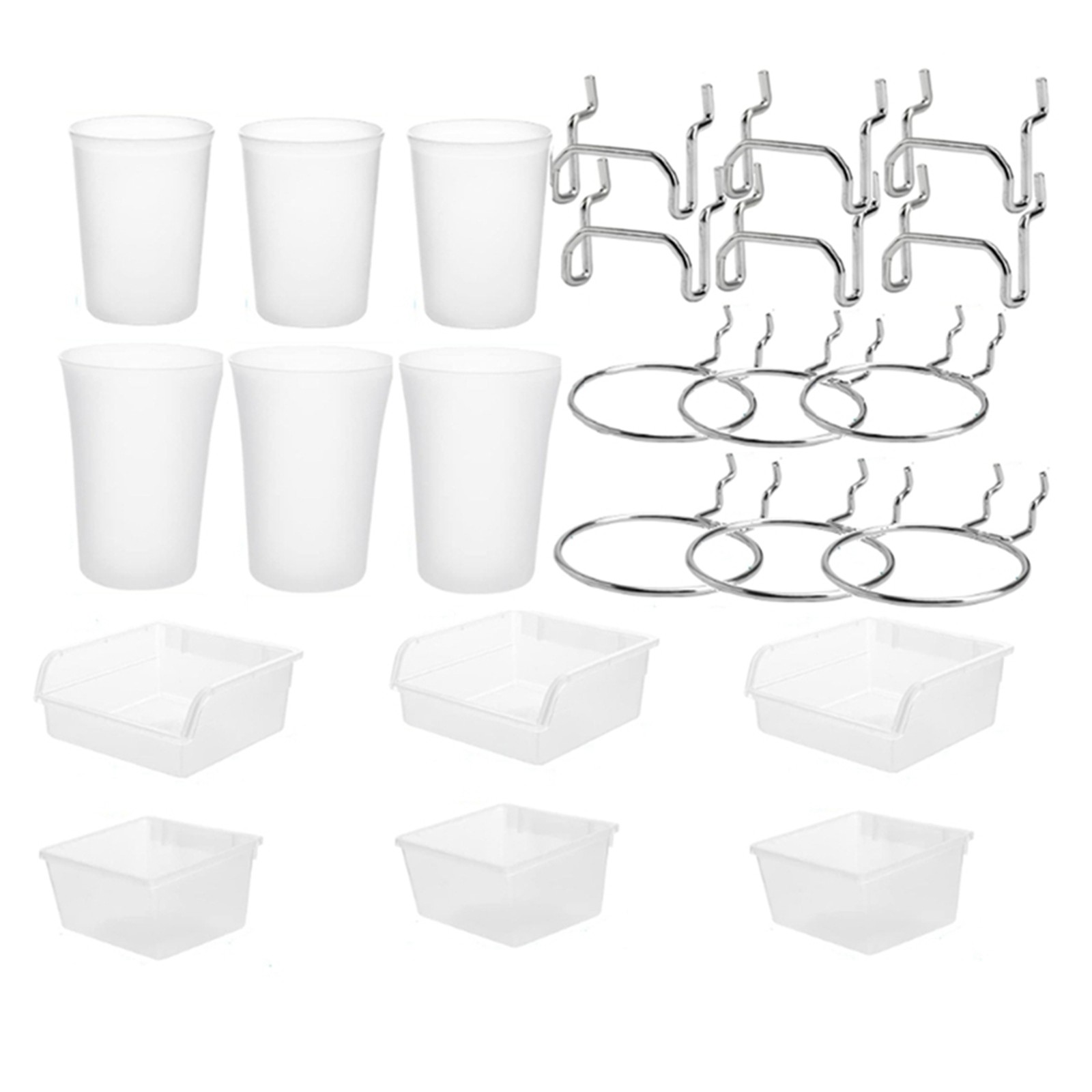 Peg Board Bins Peg Board Cups with Hooks & Loop 12Pack,Peg Board Organizer9034
