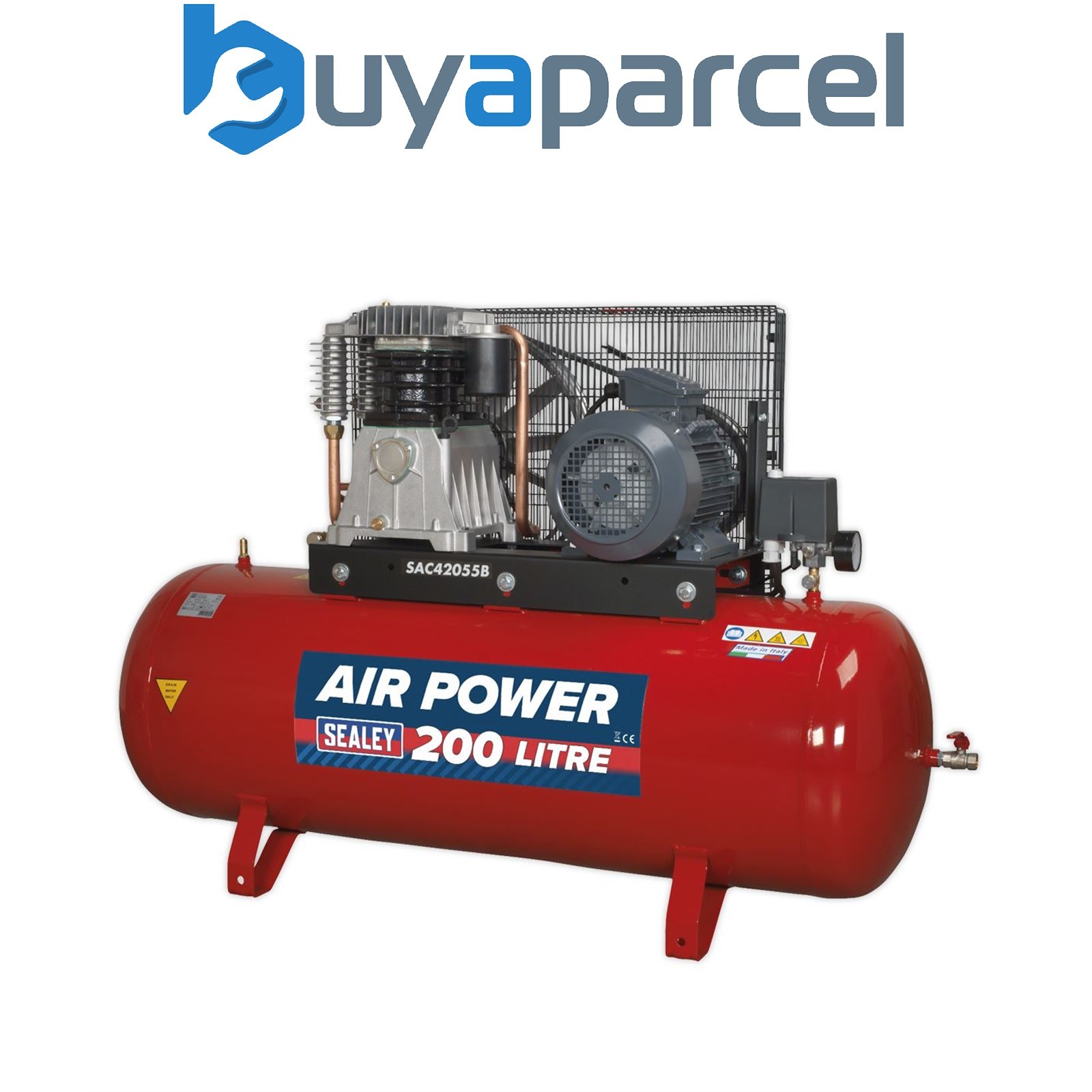 Sealey SAC42055B 200L Belt Drive Air Compressor with Cast Cylinders 5.5hp 3ph 2-