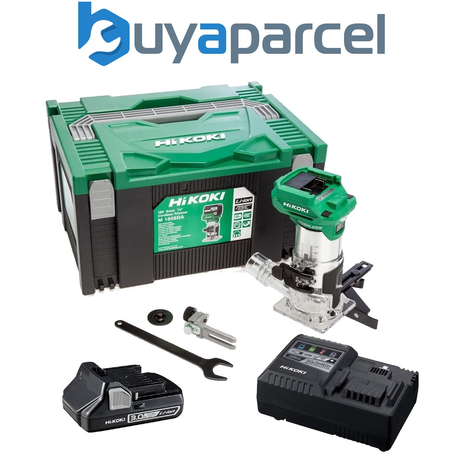 Hikoki M1808DAJPZ 1/4in Cordless Router Trimmer 18V 1 x 3.0Ah Li-ion Cased Kit