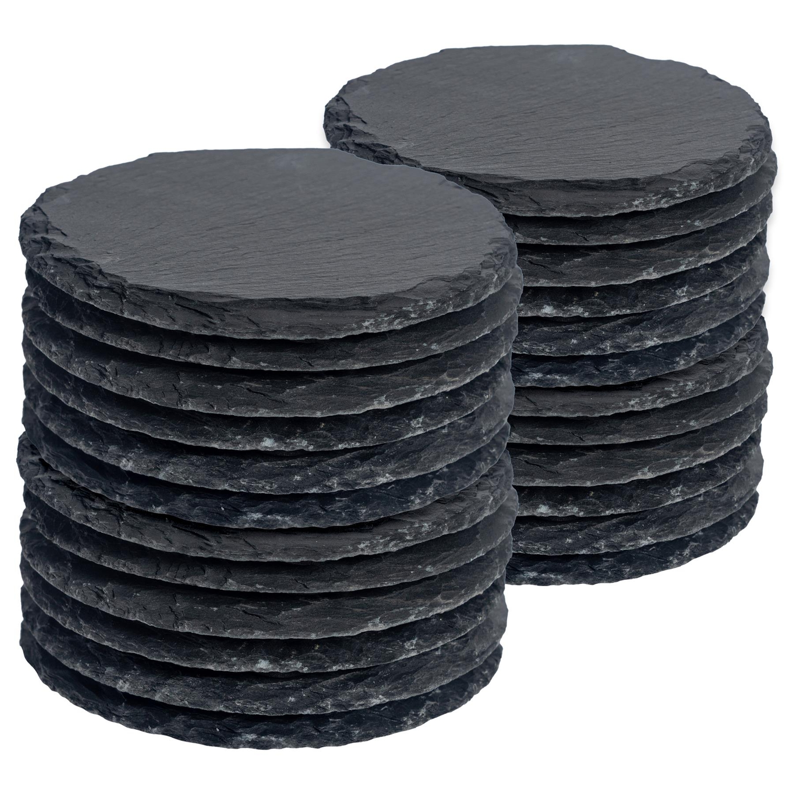 24x Round Slate Coasters 10cm Natural Drinks Coaster Wedding Table Mat Gift Set