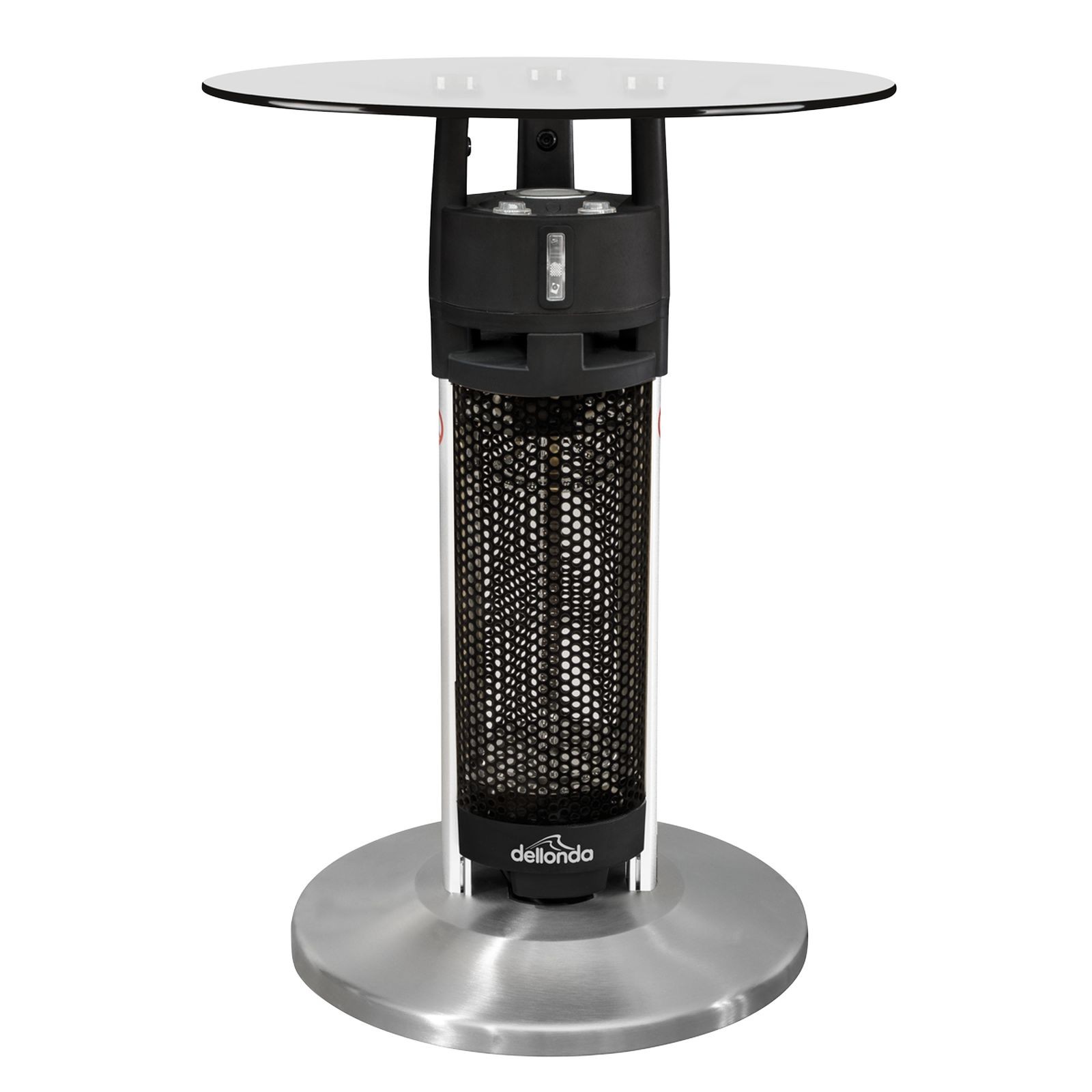 Dellonda Garden Bistro Table with 1200W Heater 65cm Black/Stainless Steel - DG62