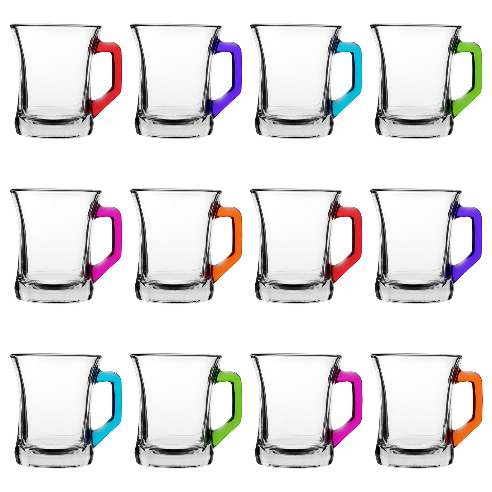 12x LAV Zen+ Glass Coffee Mugs Large Tea Latte Cup Set 225ml Multicolour