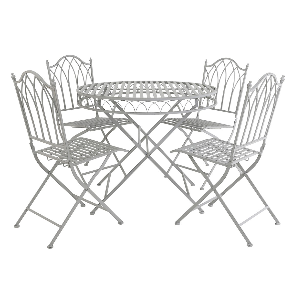 Charles Bentley Rustic 5 Piece Wrought Iron Outdoor Bistro Set - Grey