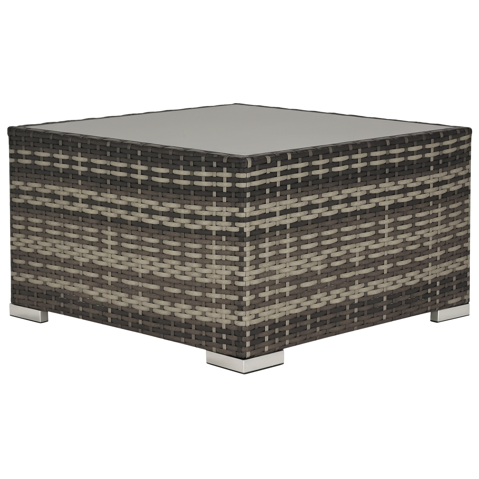 Outsunny Patio Wicker Coffee Table w/ Glass Top Suitable for Garden Backyard