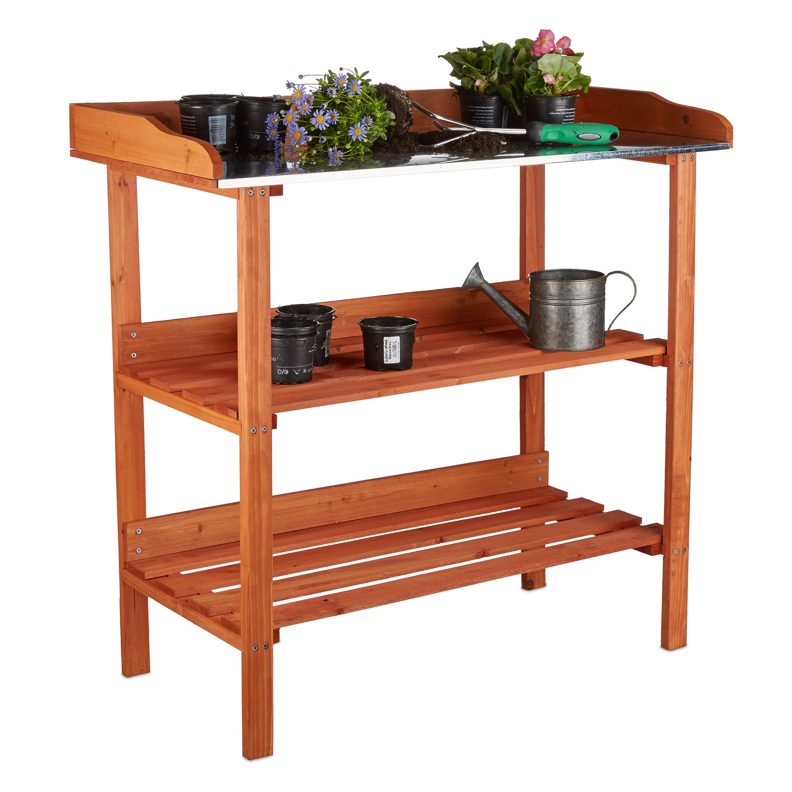 Planting table Potting Bench Outdoor Plant Stand Durable 3 Shelves Compact