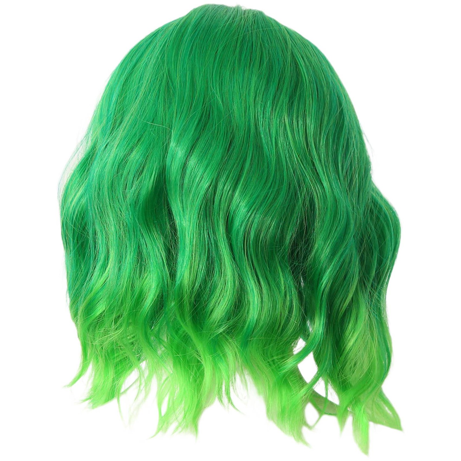 3X(Green Gradient Fluorescent Middle Parted Curly Wig Women'S Wig Short8185