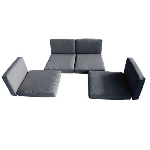 Garden Rattan Sofa Seat Outdoor Furniture Cushion Cover Replacement Set - Grey