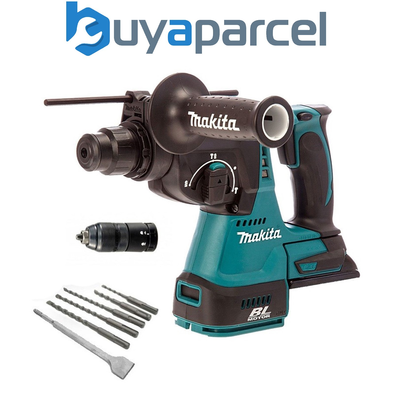 Makita DHR243Z 18V LXT 3 Mode SDS Rotary Hammer Drill + SDS Bits Chisel + Chuck