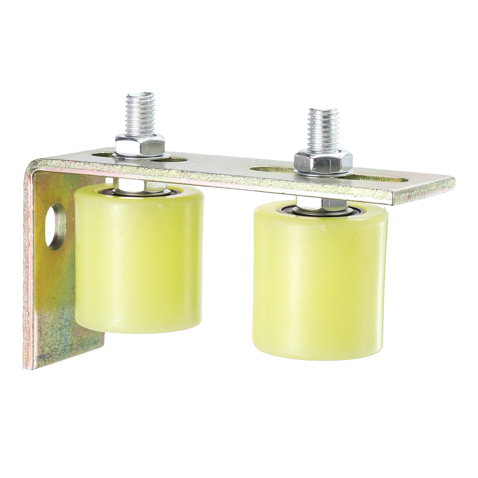 1Set Slide Gate Guide Roller, 2" Nylon Gate Support Rollers with Bracket, Yellow