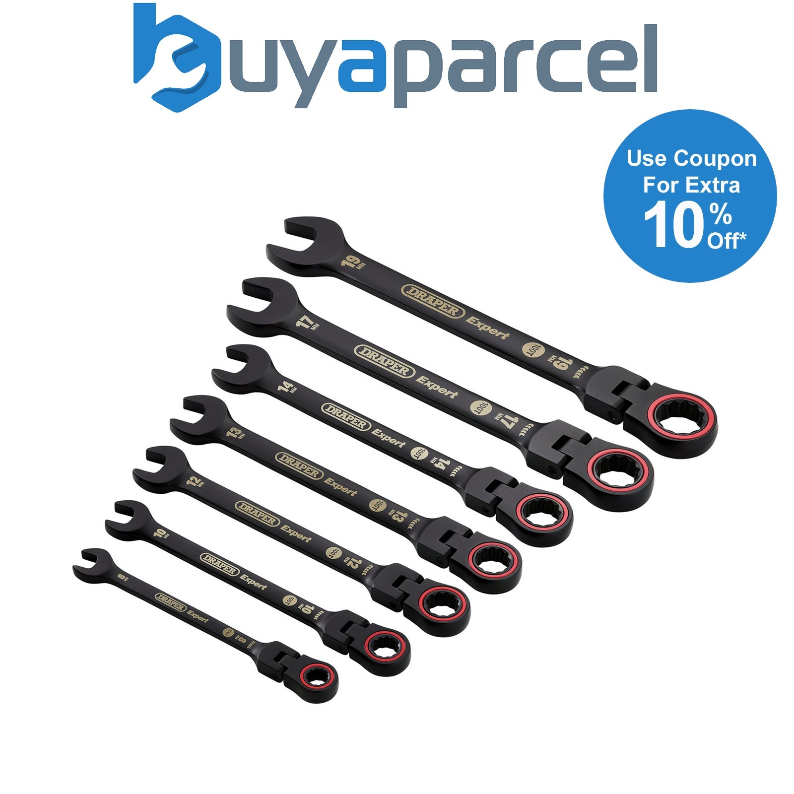 Draper 03927 Draper Expert HI-TORQ Metric Flexible Head Ratchet Combination Span