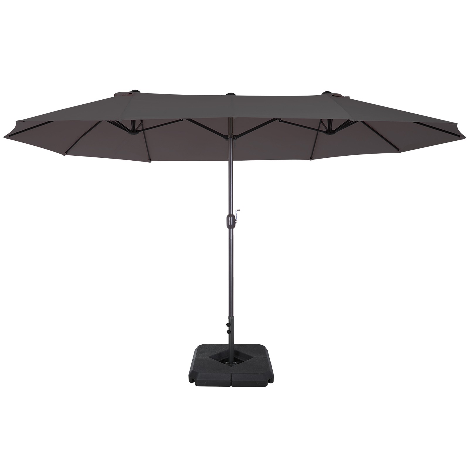 Outsunny 4.6M Garden Parasol Double-sided Crank Sun Umbrella W/ Weights Grey