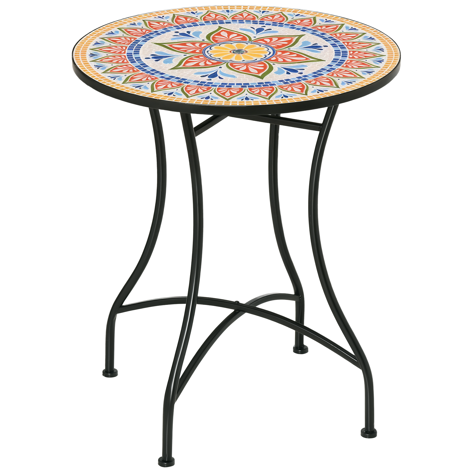 Outsunny 60cm Mosaic Round Bistro Table Outdoor Garden Side Table, Red