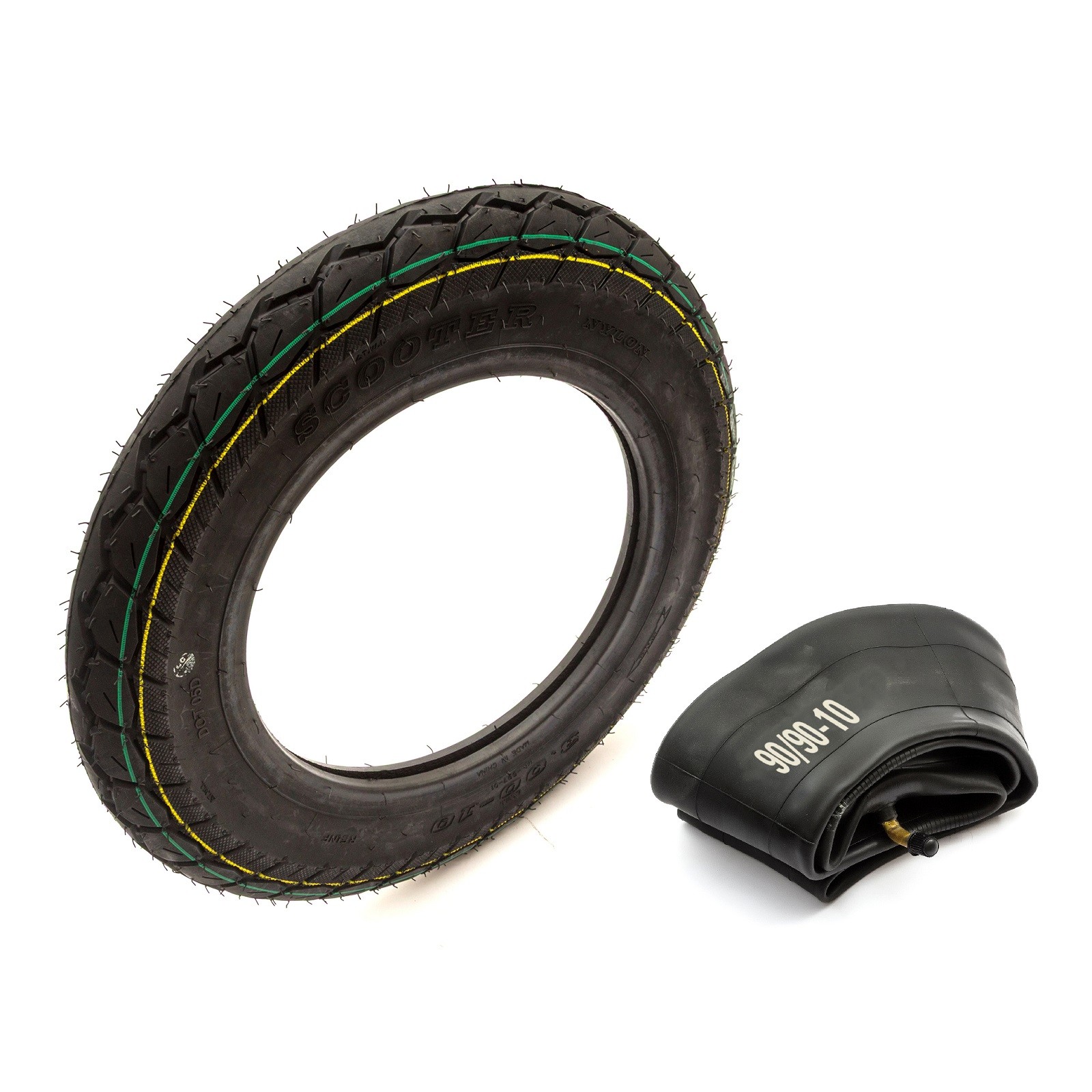 Heavy Duty 90/90-10 Mobility Scooter Tyre & Bent Valve Inner Tube Fit Front Rear