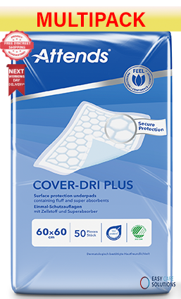 200 x Attends Cover Dri Plus Disposable Bed pads | 60 x 90cm | 4 Packs of 50