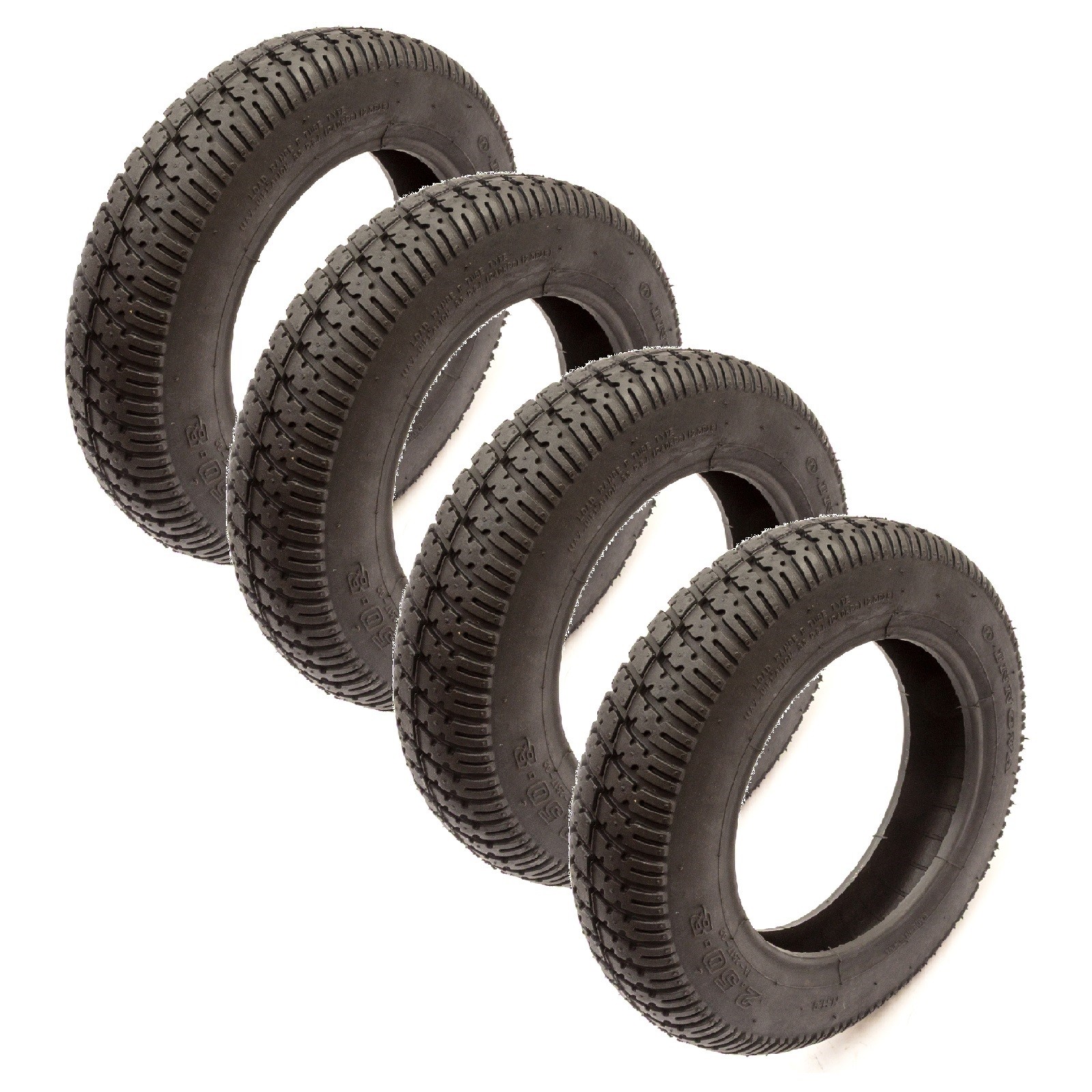 4 Pack 14 Inch Mobility Scooter 14'' Tyre 2.50-8 Black Block Tread 4 Ply