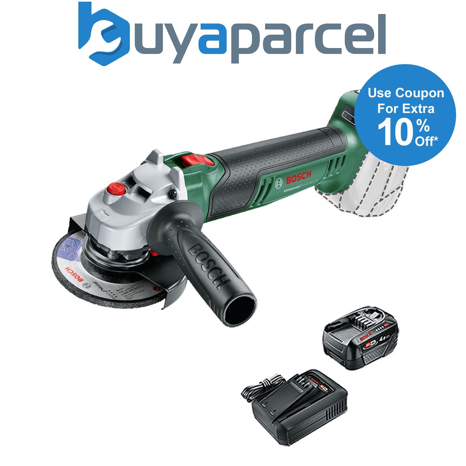Bosch 06033E5000 UniversalGrind 18v Angle Grinder 115mm + 4AH Battery Kit