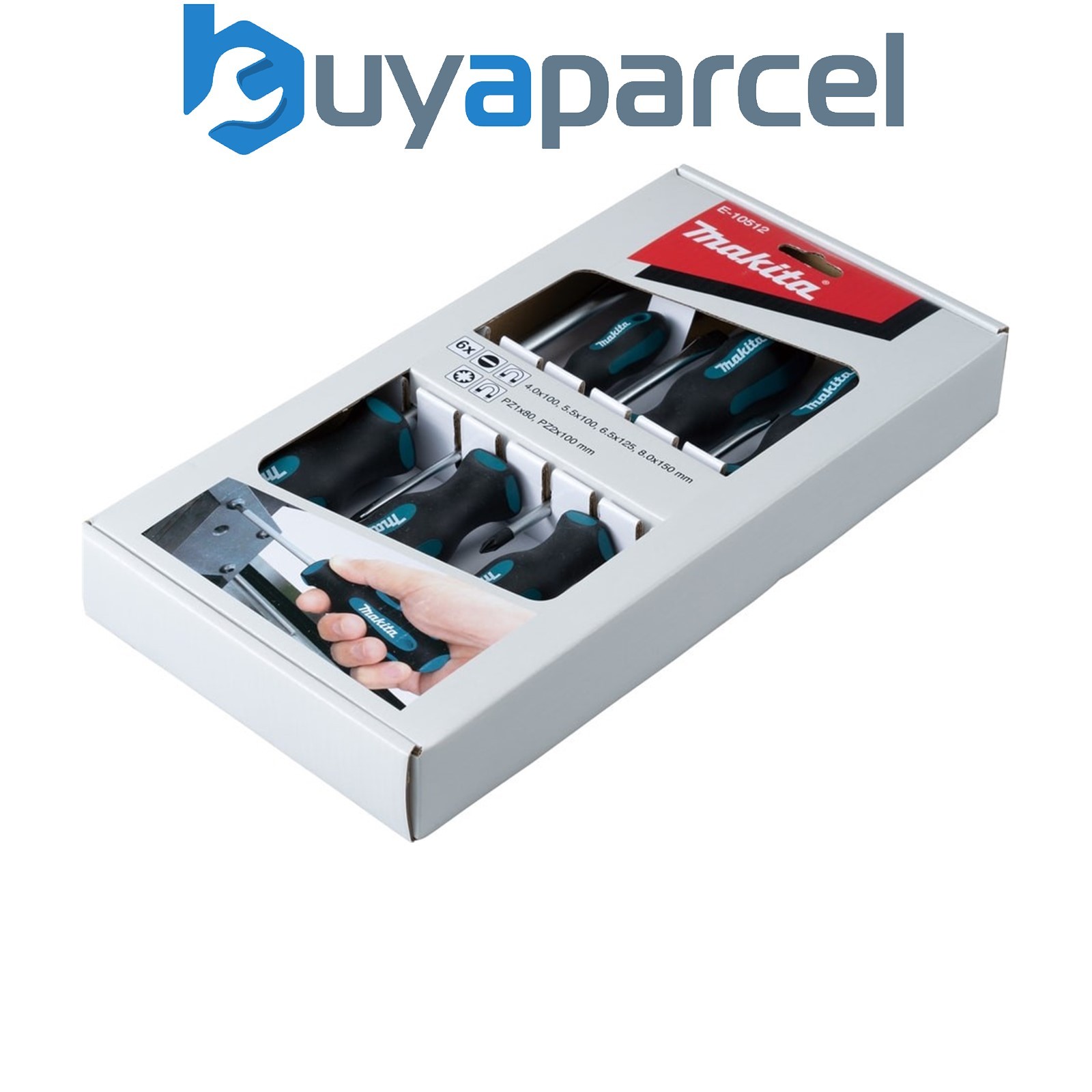 Makita E-10512 6 Piece Slotted & Pozi Screwdriver Set SL PH2 PZ1 PZ2