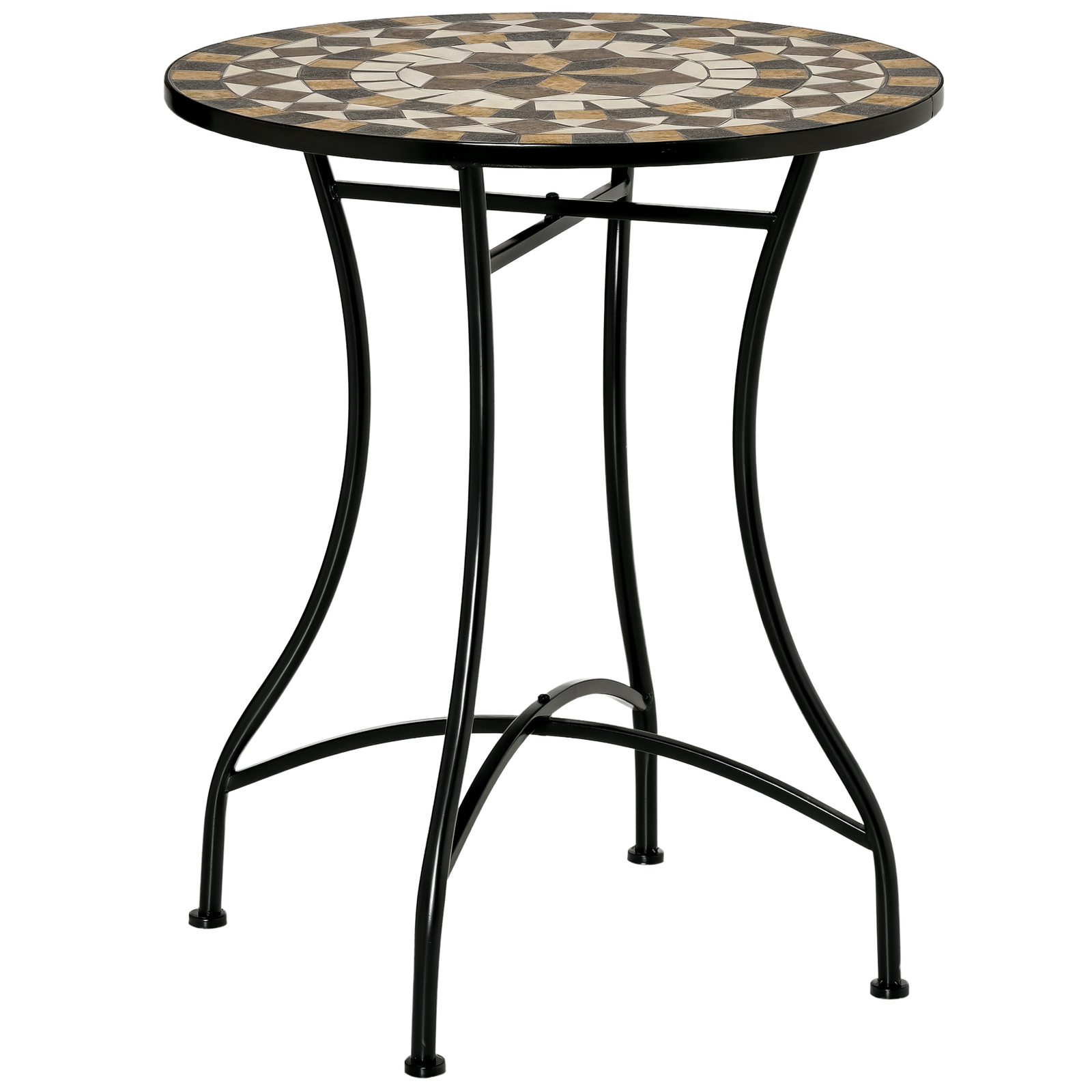 Outsunny 60cm Mosaic Round Bistro Table Outdoor Garden Side Table, Grey