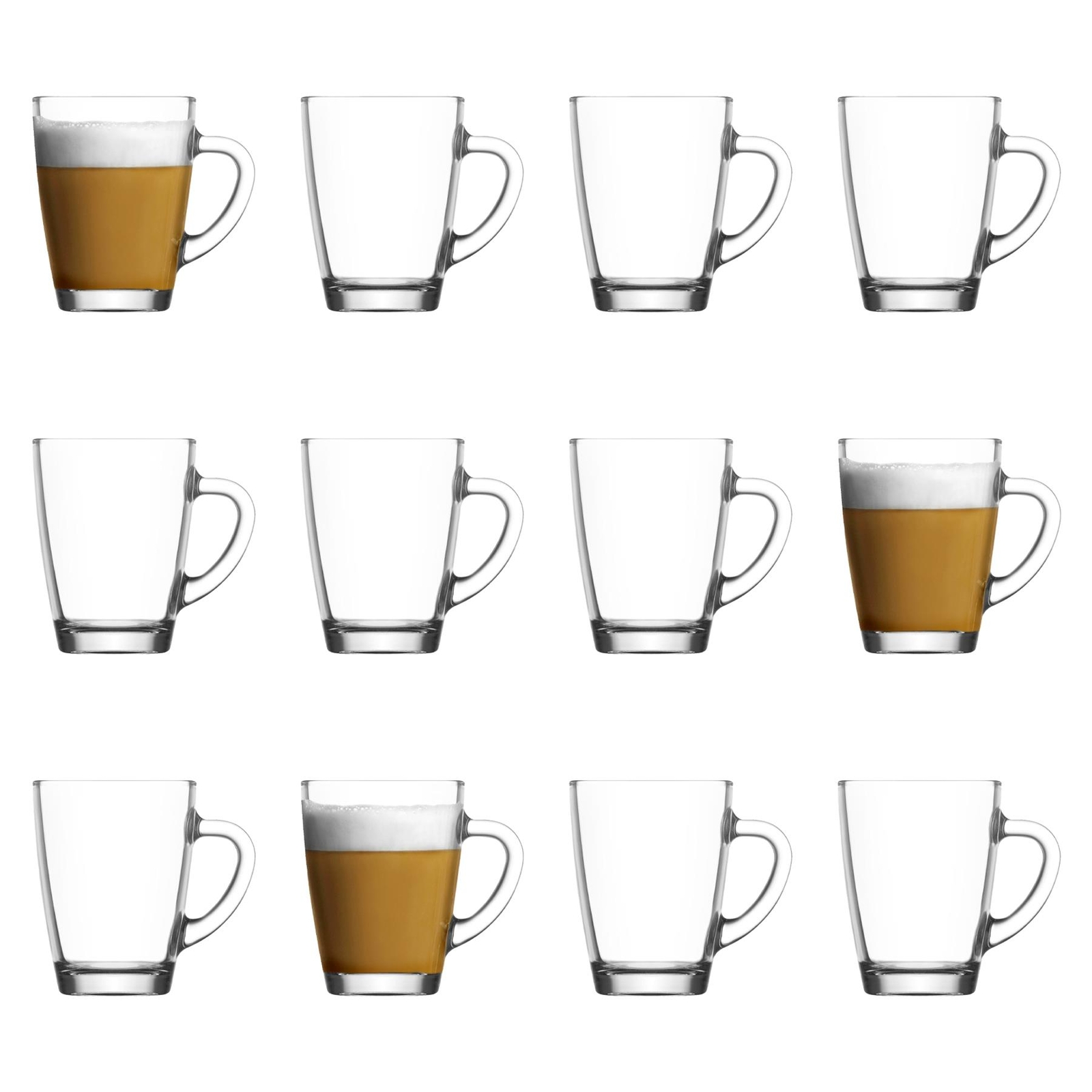 12x LAV Vega Glass Coffee Mugs Large Reusable Tea Latte Cappuccino Cup 300ml