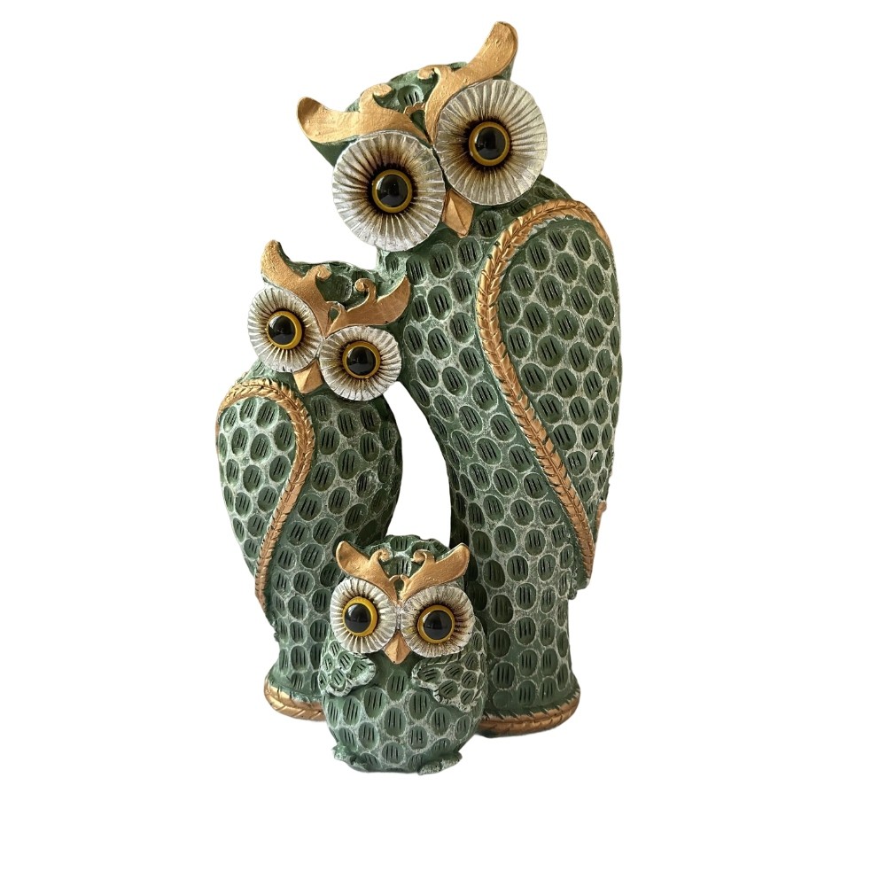 OwlDecorative Statue Sculpture Shelf Decor Figurine Cute Family of Three4689