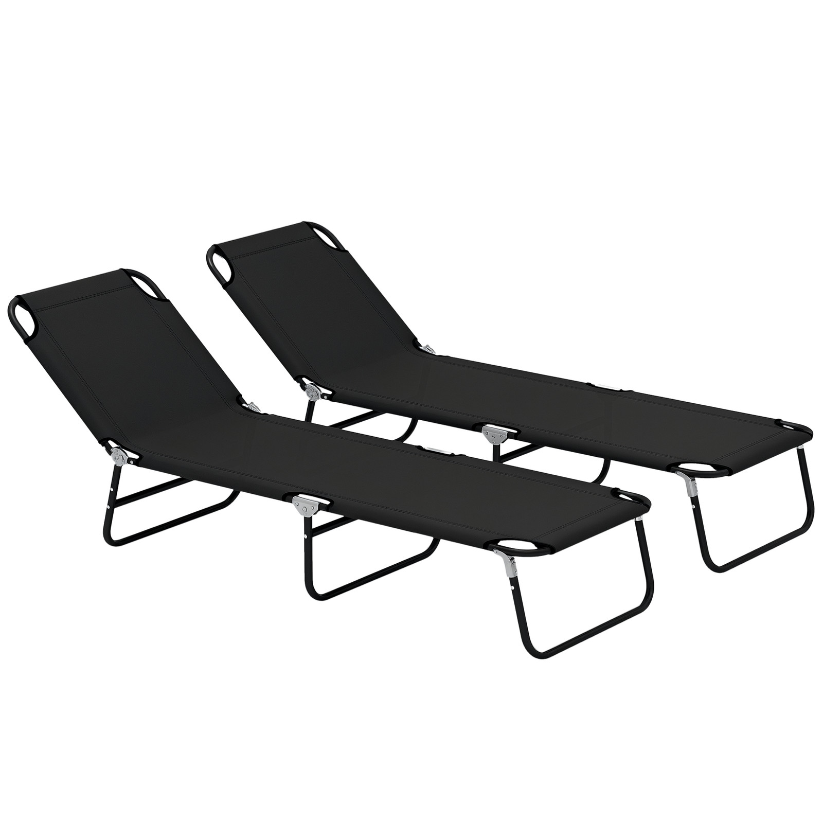 Outsunny 2 Piece Reclining Chaise Lounge with Adjustable Backrest, Black