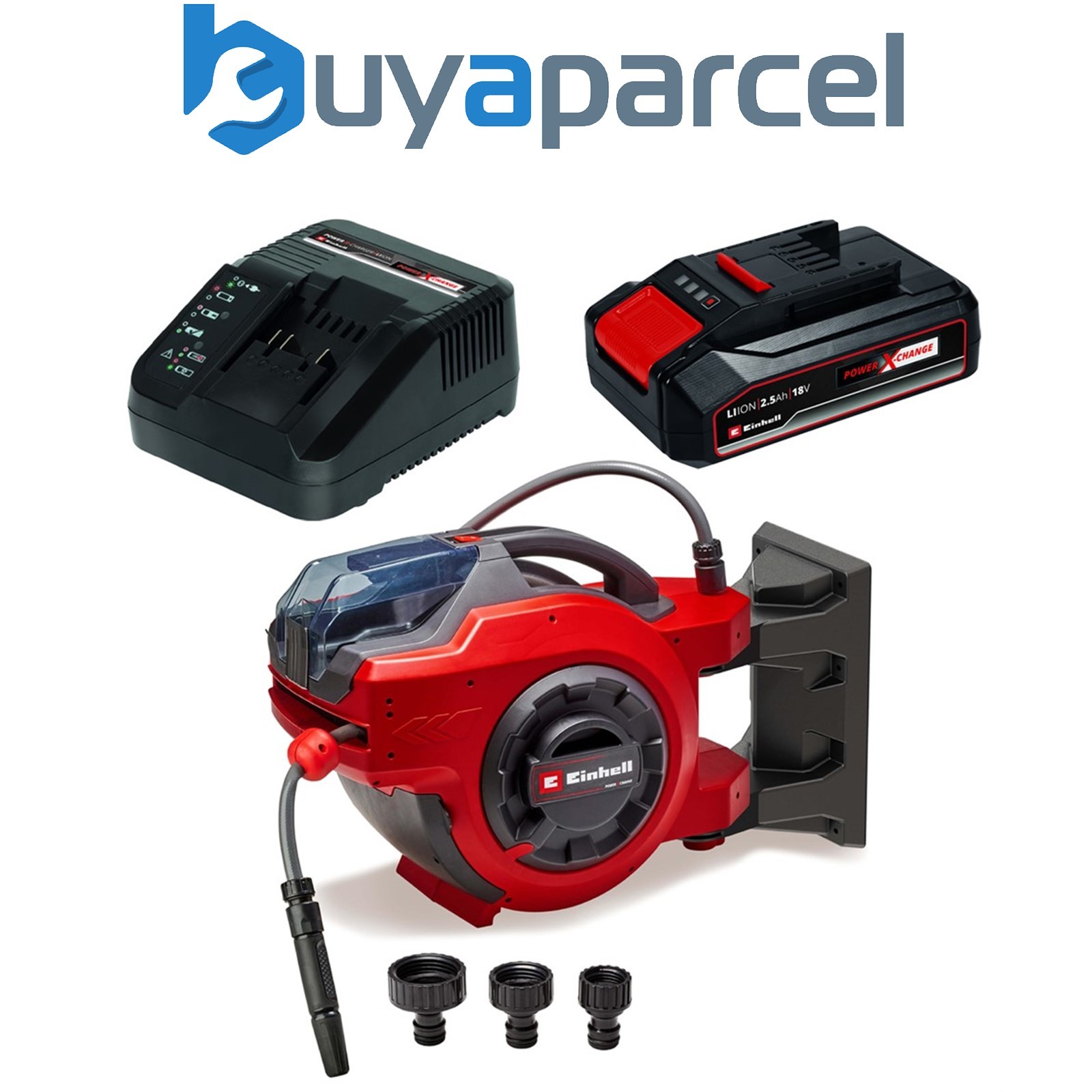 Einhell Li 18v Retractable Hose Reel with 30m Hose Wall Mounted + 2.5AH Kit