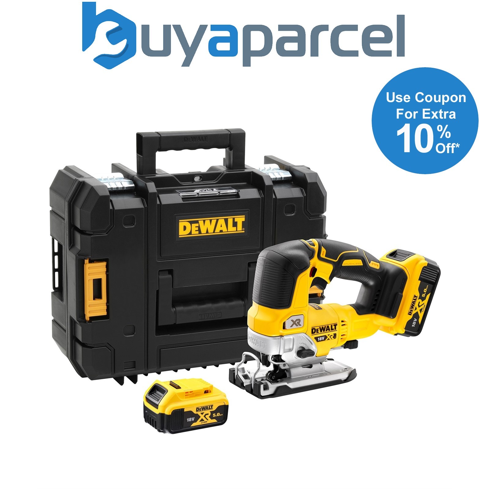 DeWalt DCS334P2 18v XR Cordless Brushless Top Handle Jigsaw 2x Batteries + Case