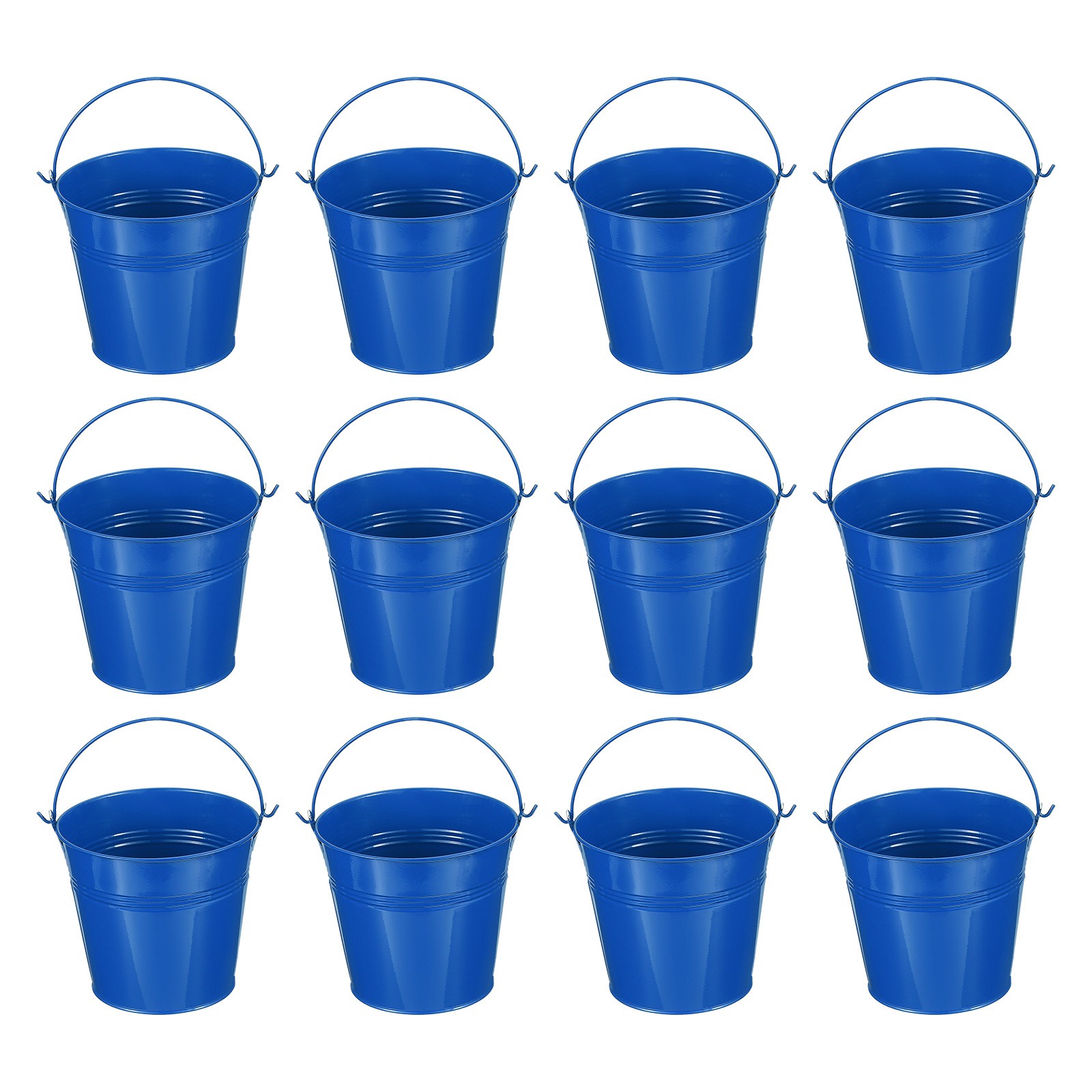 12 Pcs 5.1"x4.7" Small Metal Buckets with Handle Mini Bucket Deep Blue