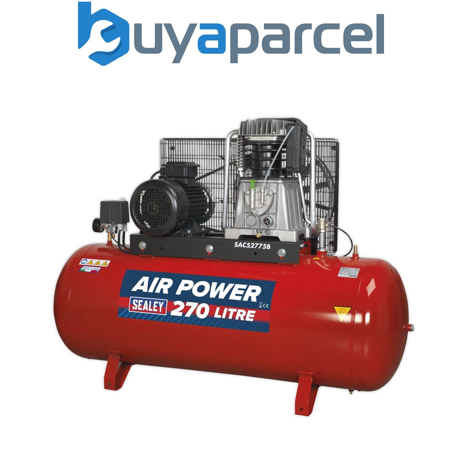 Sealey SAC52775B 270L Belt Drive Air Compressor with Cast Cylinders 7.5hp 3ph 2-
