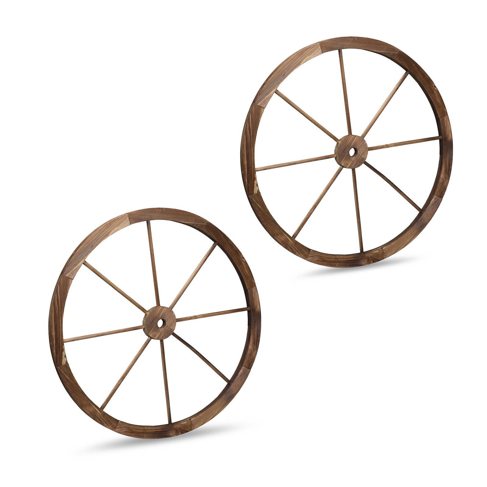 Wagon wheel Hay wagon wheel Carriage wheel Spoke wheel Garden decor Set of 2