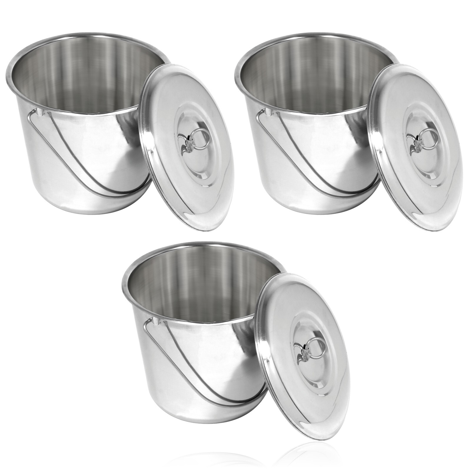 12L Metal Bucket + Lid Stainless Steel Champagne on Ice Bucket Pail Handle x 3