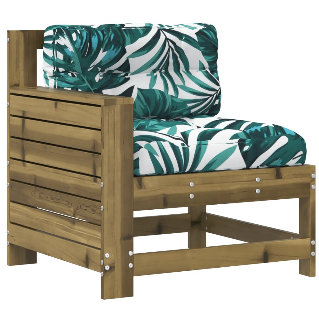 Garden Armrest Sofa with Cushion Outdoor Impregnated Wood Pine vidaXL