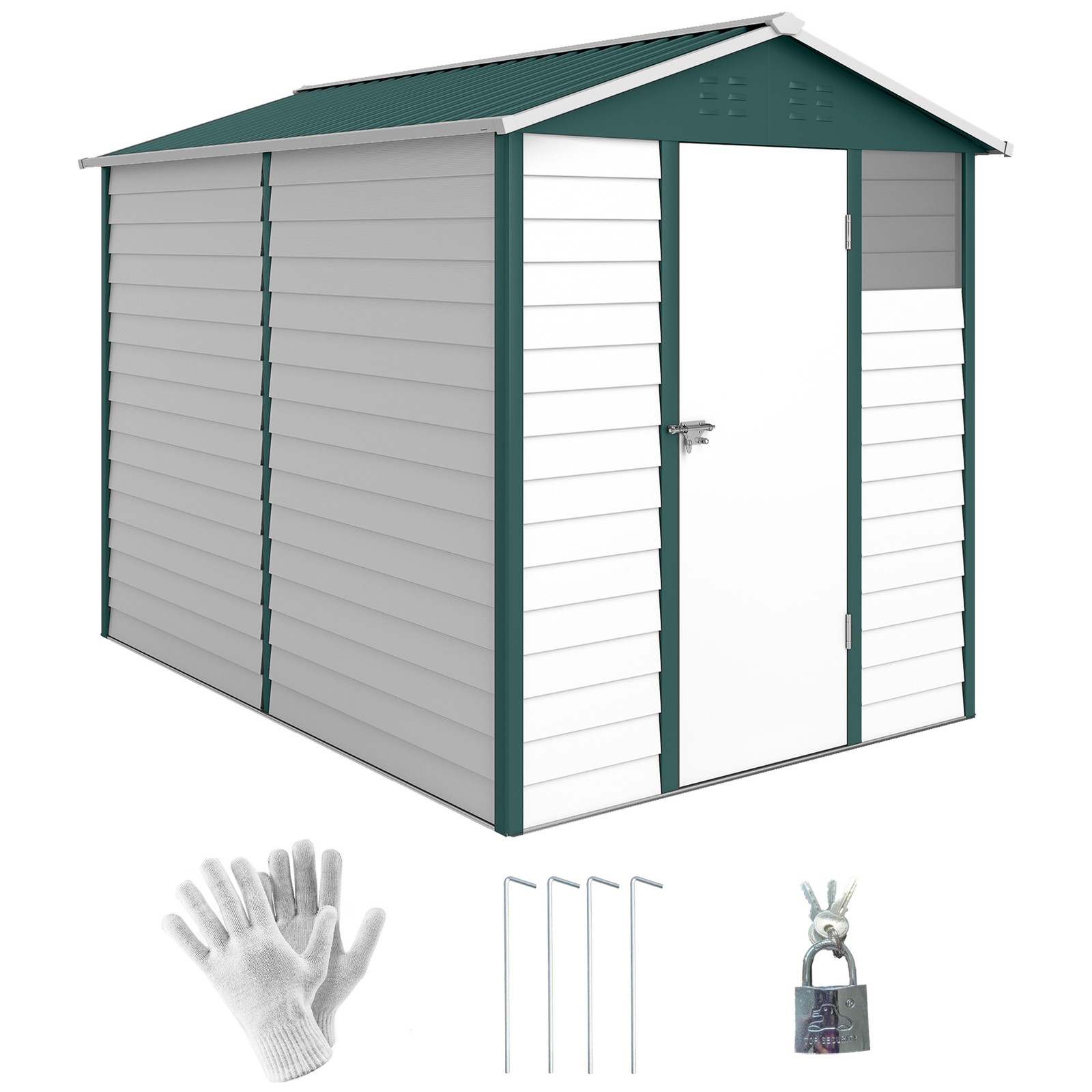 Outsunny 9'x6' Galvanised Metal Garden Shed Tool Storage Shed for Patio Green