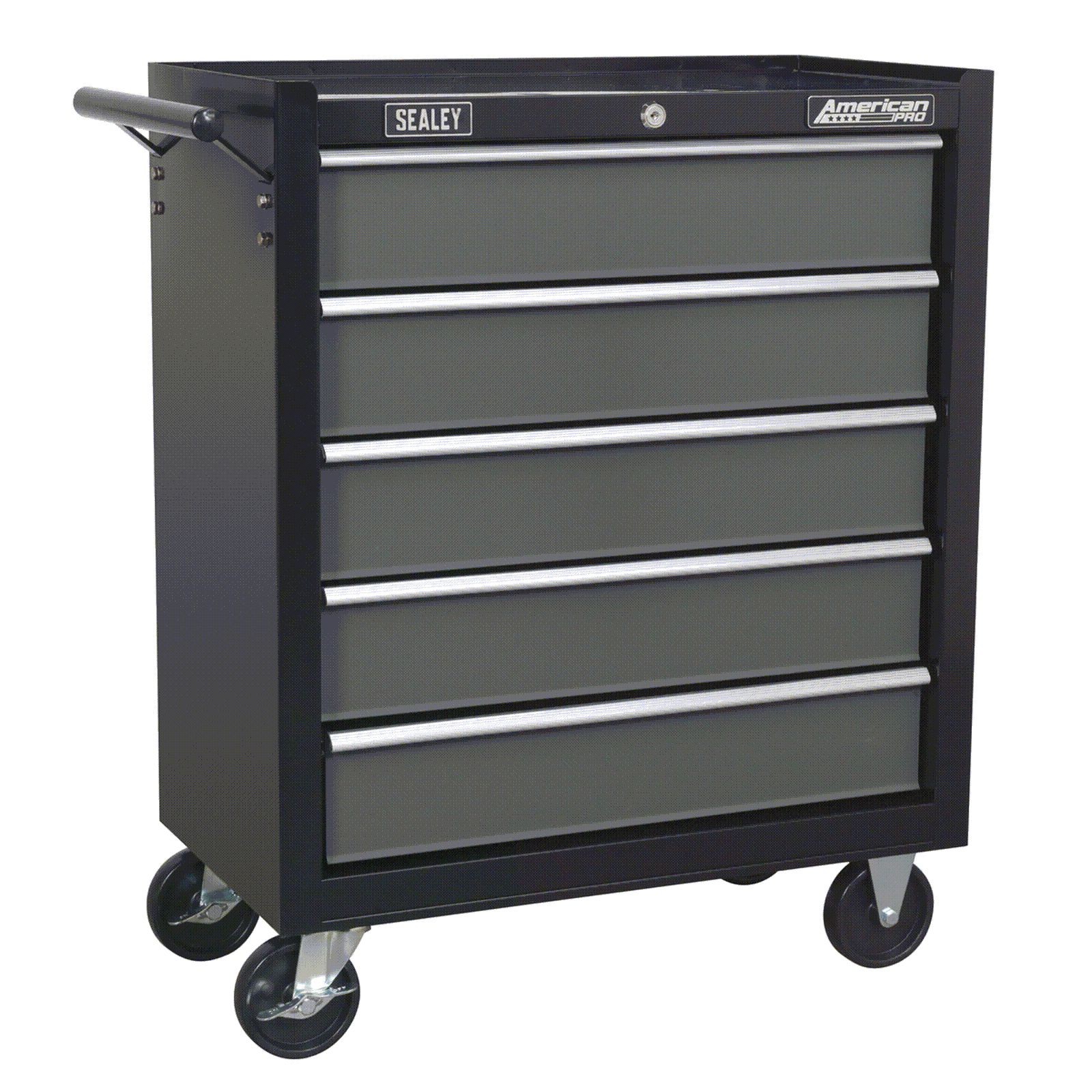 Sealey AP2505B Black Heavy Duty Roller Cabinet 5 Drawer Tool Chest Ball Bearing