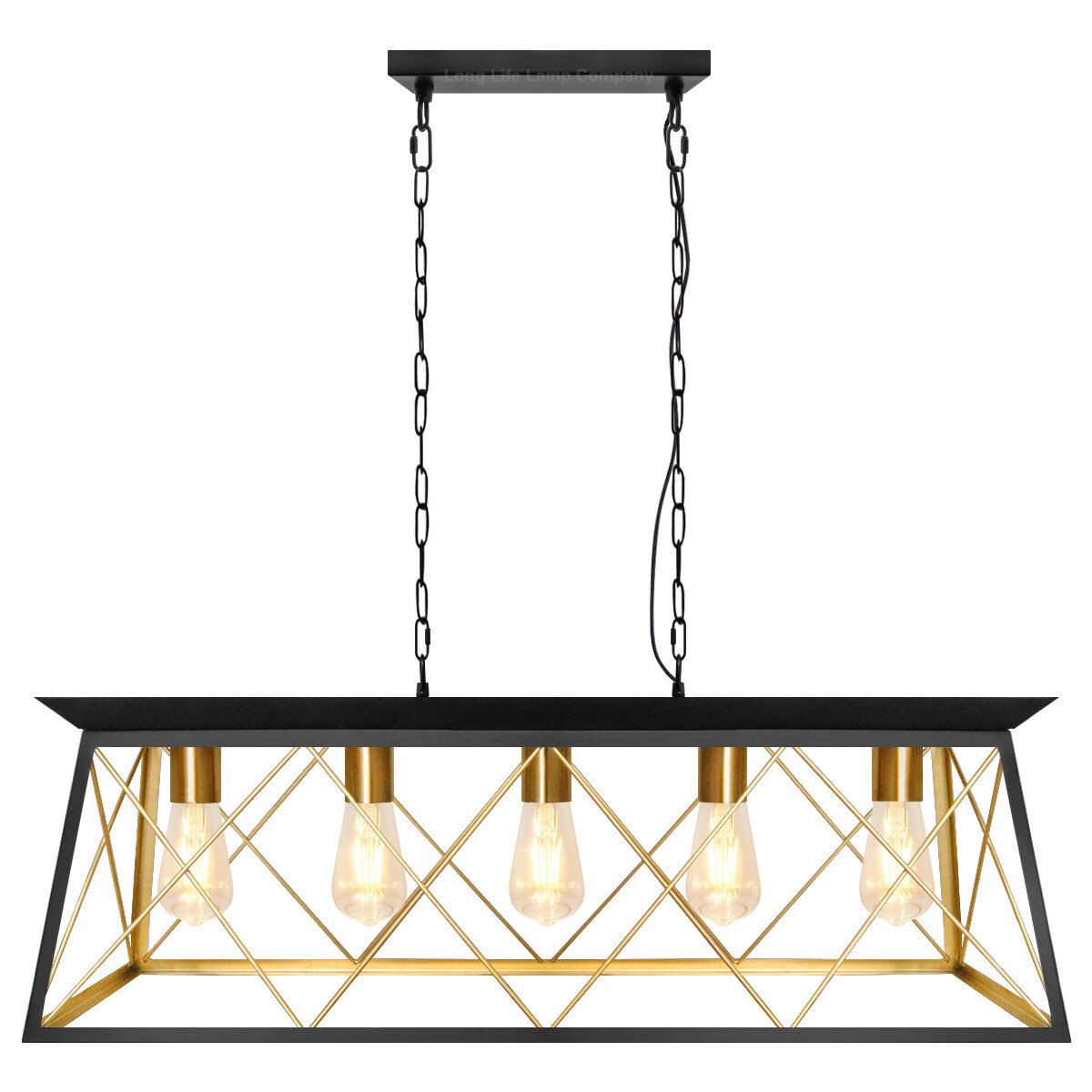 Large Vintage Black Hanging Ceiling Lantern Cage Brass Pendant Light H3116