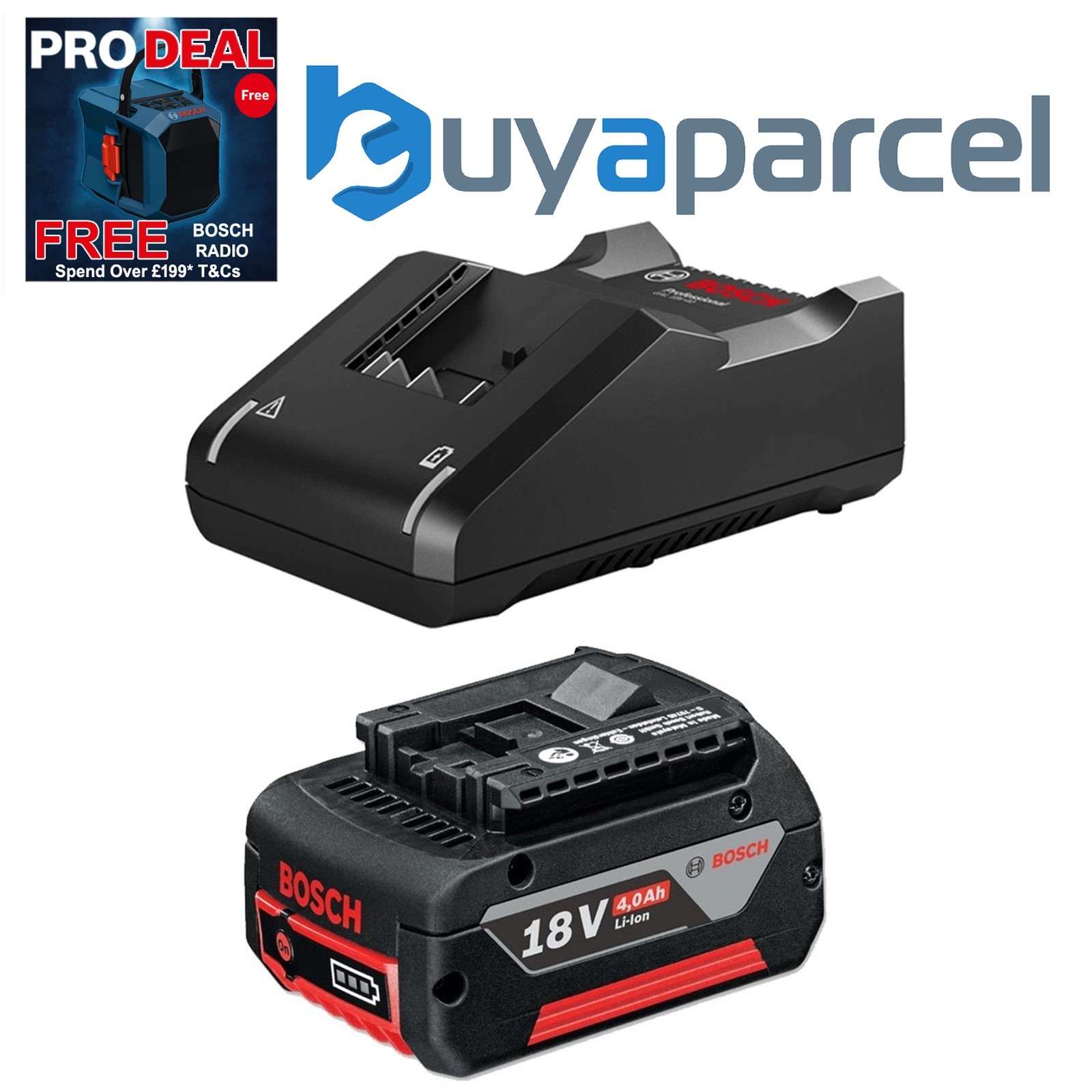 Bosch 18v 4.0Ah Battery Li-ion Cordless 4ah Coolpack & GAL18V40 Fast Charger