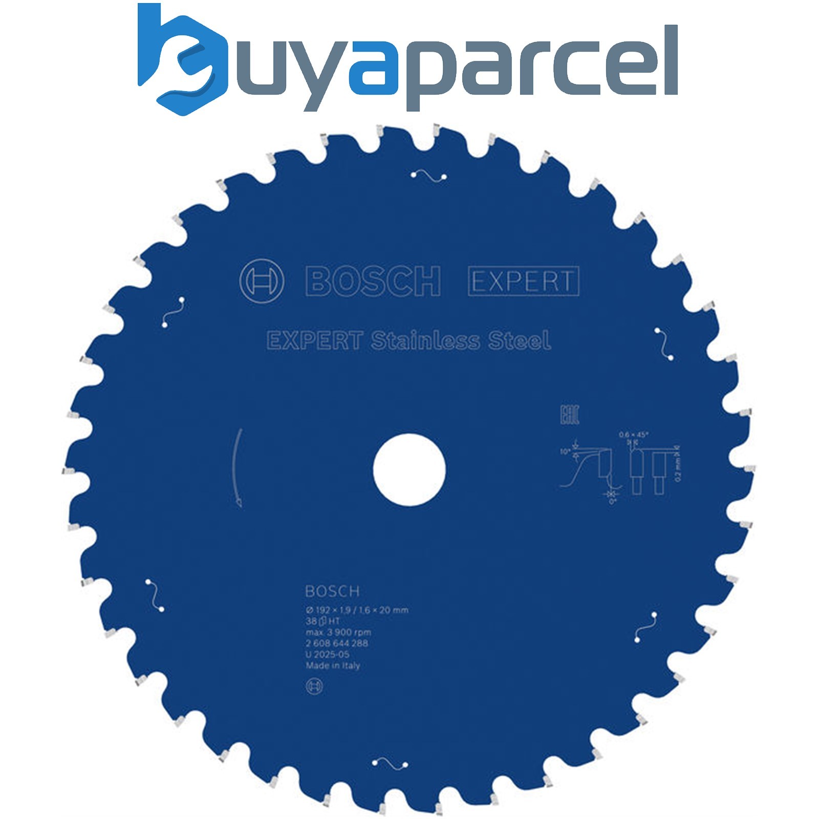 Bosch EXPERT Stainless Steel Circular Saw Blade 192 x 1.9/1.6 x 20mm T38
