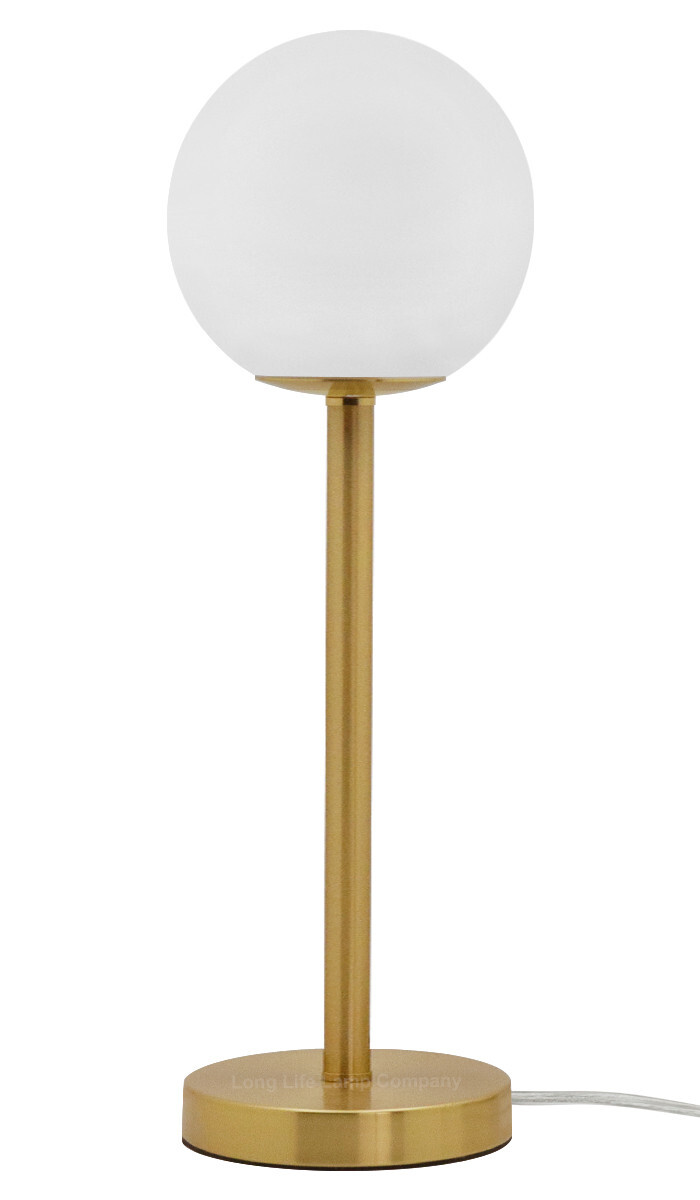 Art Deco Brass Table Lamp Opaque Glass Shade Bedside Light Frosted Globe H3117