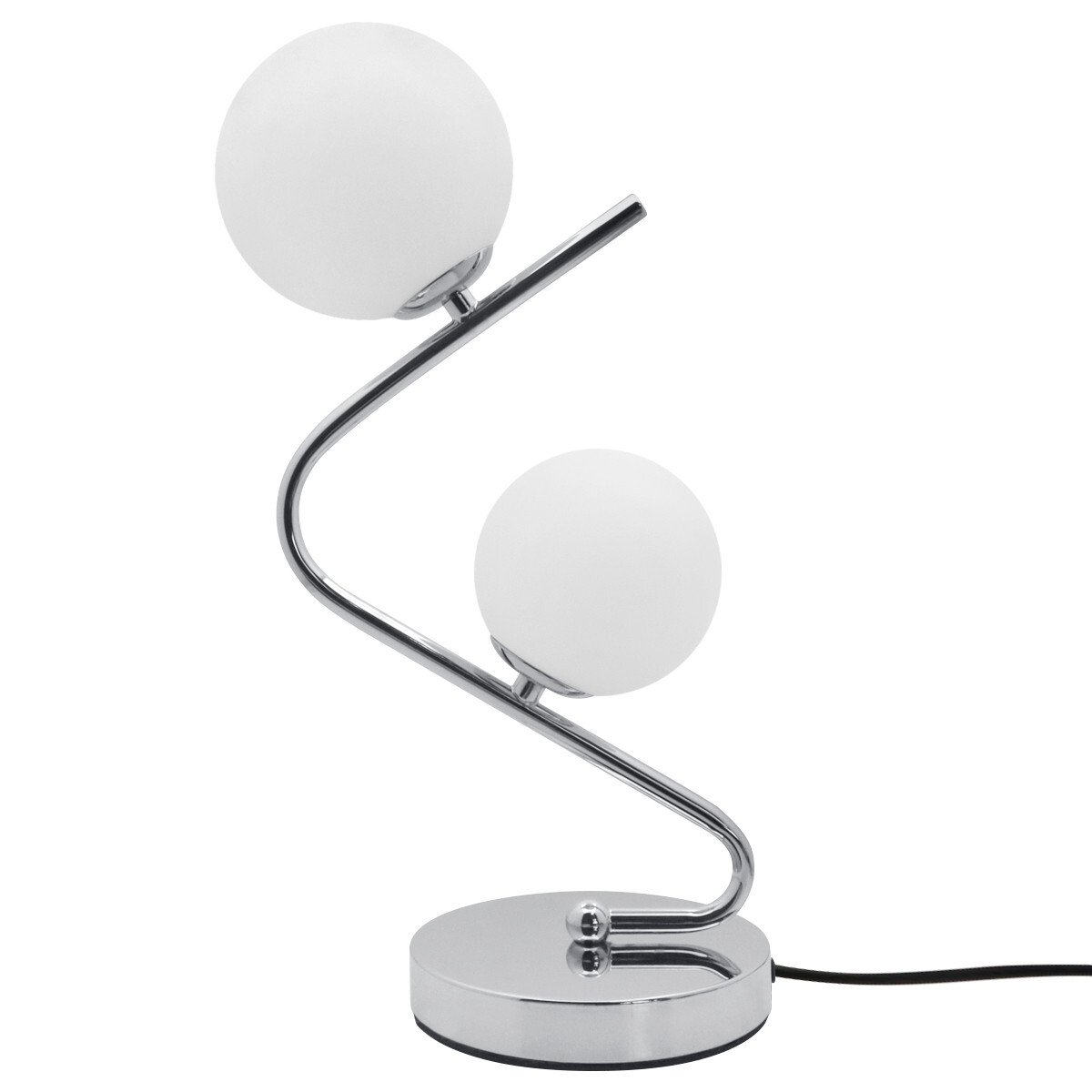 Retro Chrome Twin Frosted Glass Globe Table Lamp Desk Lamp Bedside Light T506