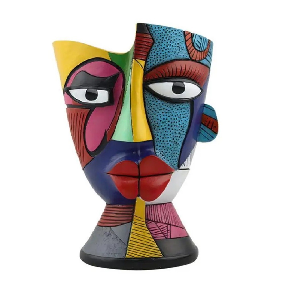 Resin Flower Pots Abstract Face for Home Desk Garden Balcony B3R71261