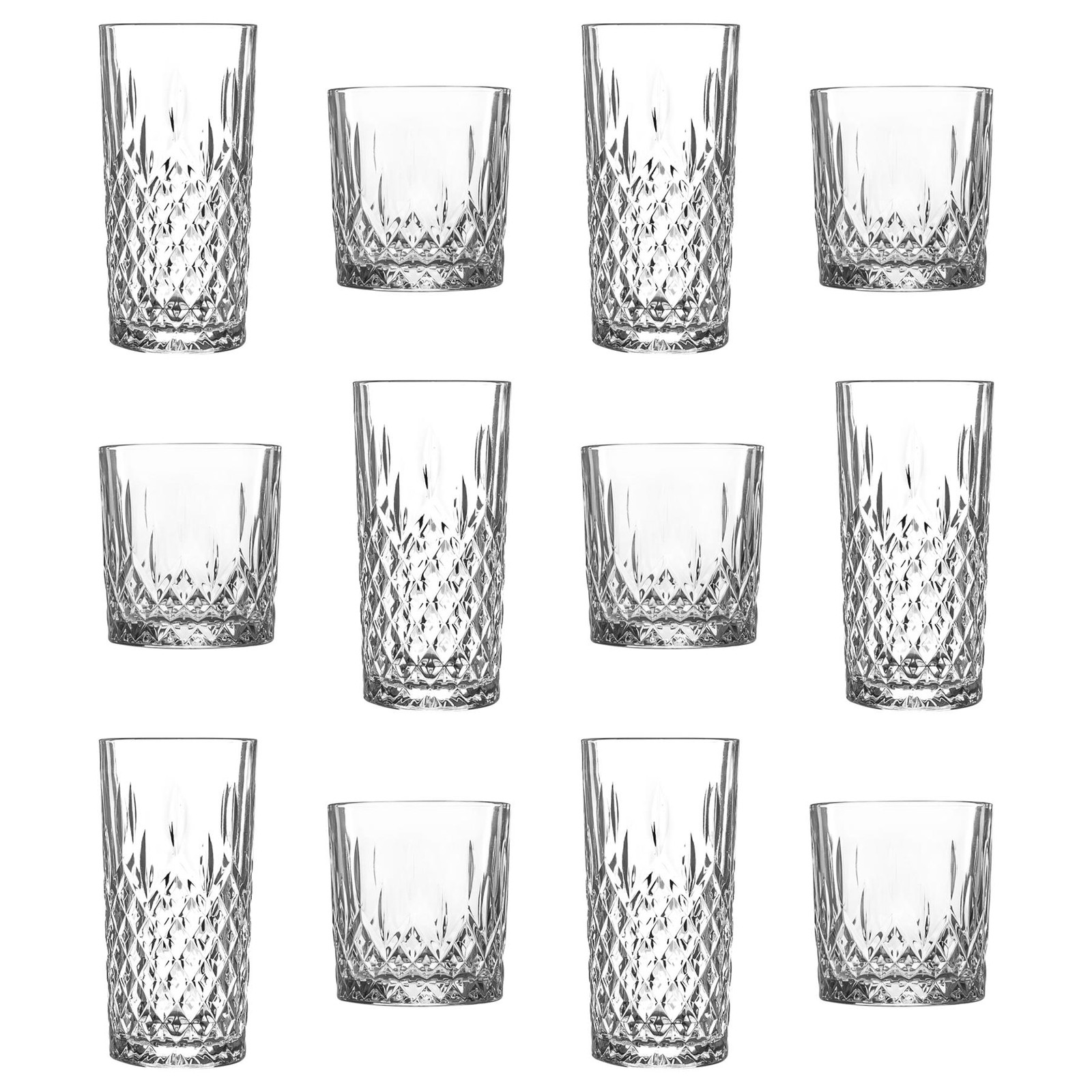 12pc LAV Odin Glassware Set Glass Highball Glasses Whiskey Drinking Tumblers