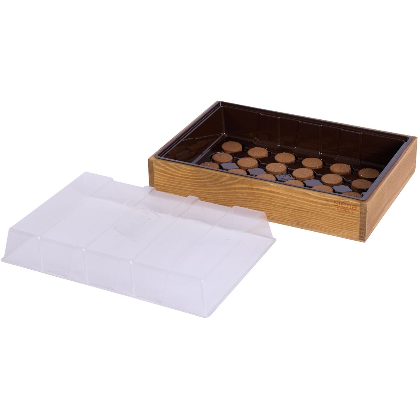 Anzuchtvollholzkiste Seed Tray Mini Greenhouse Rearing 24 Kokos-Quelltabs