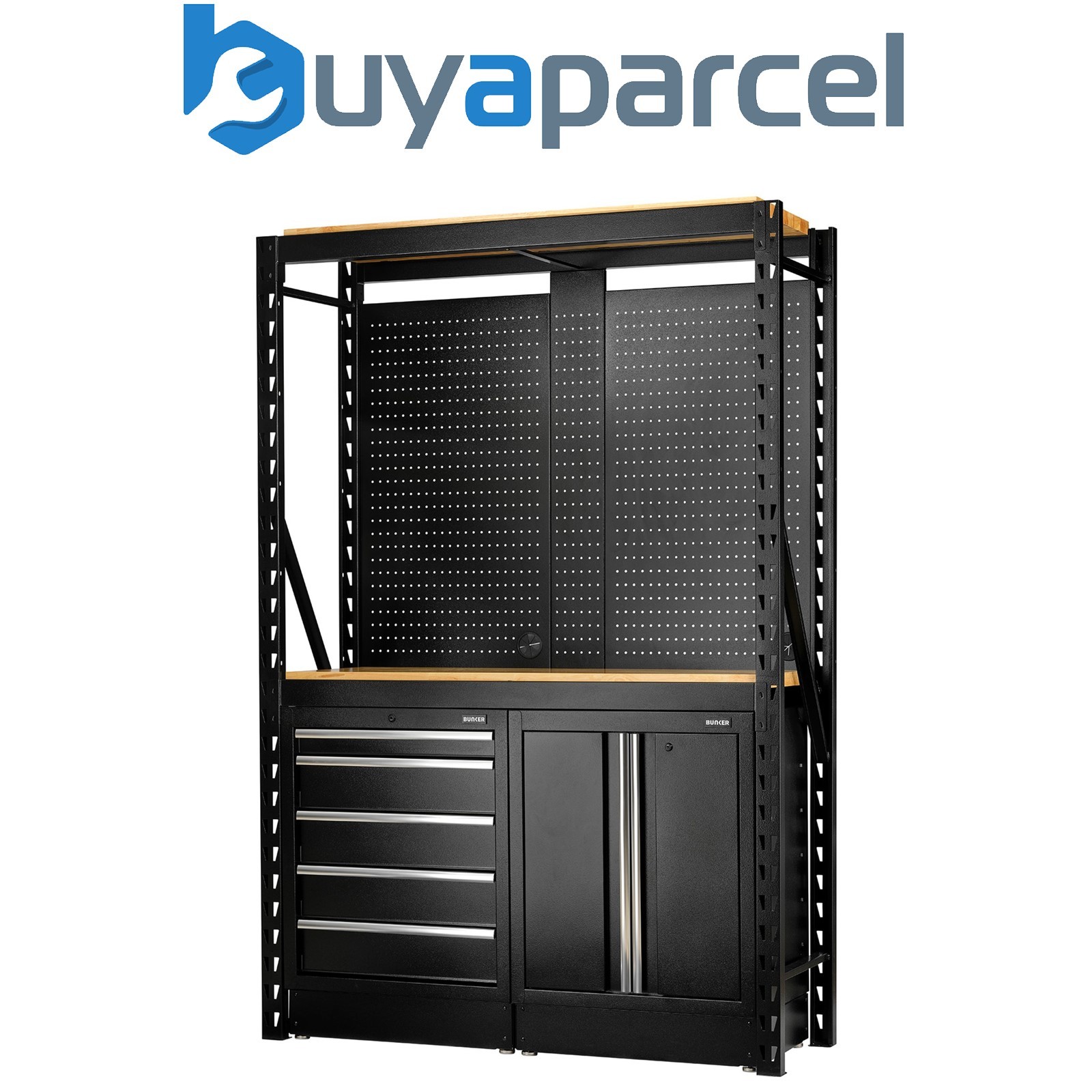 Draper 27912 BUNKER 15 Piece Modular Storage Combo 2 Tier Racking with Hardwood