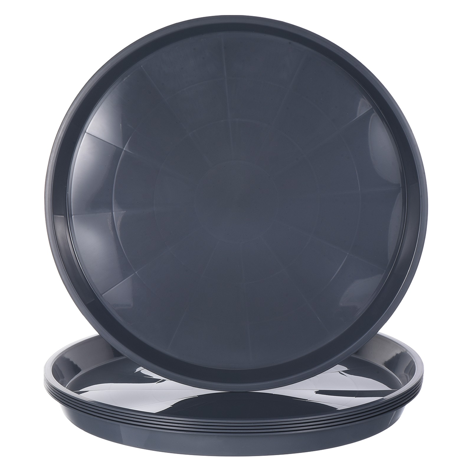 6Pcs Plastic Plant Saucer 20" Round Plant Pots Drip Water Tray Gray
