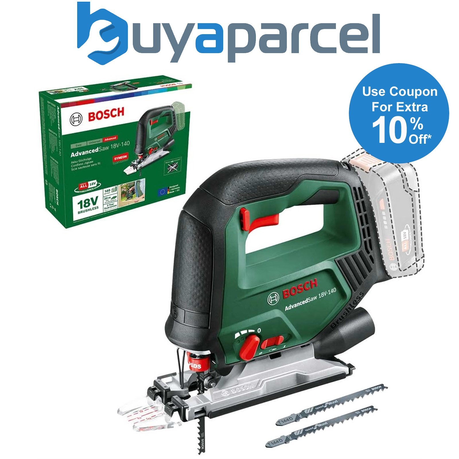 Bosch Cordless 18v Brushless Jigsaw AdvancedSaw 18V-140 - Bare Tool 0603013000