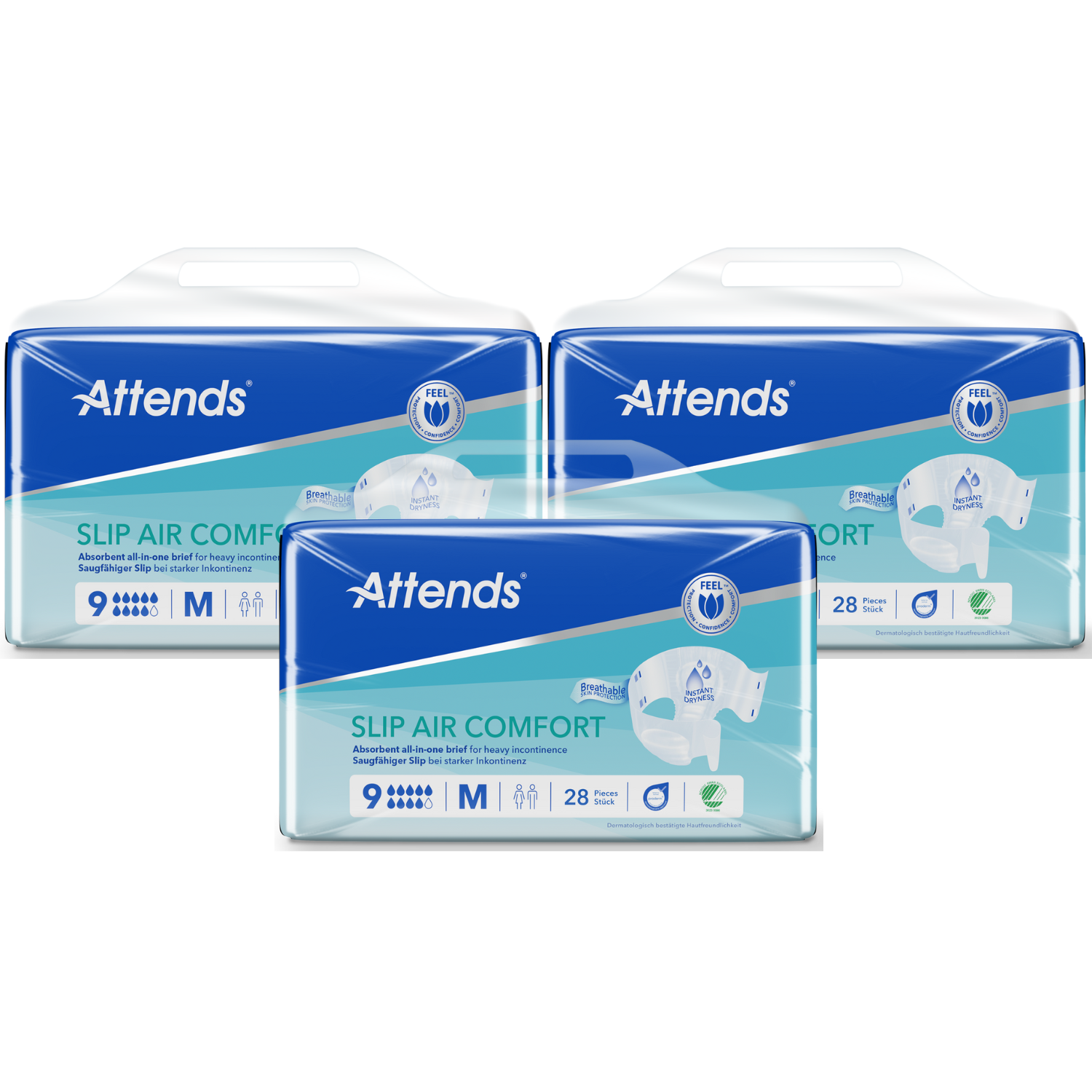 Attends Slip Air Comfort 9 Medium 28 Pieces x3