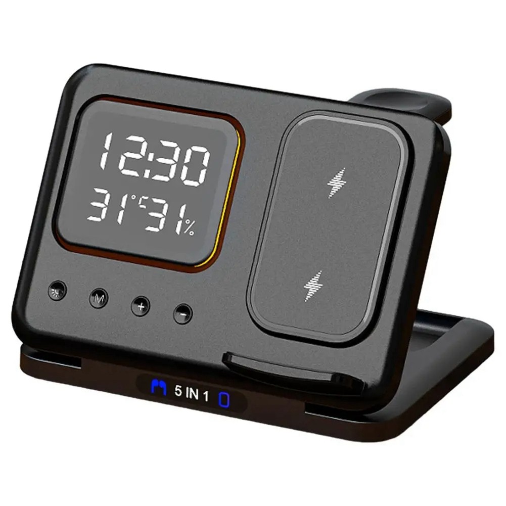 Chargers Stand 5 In1 LED Digital Alarm Clock Fast Charging Dock Station5481