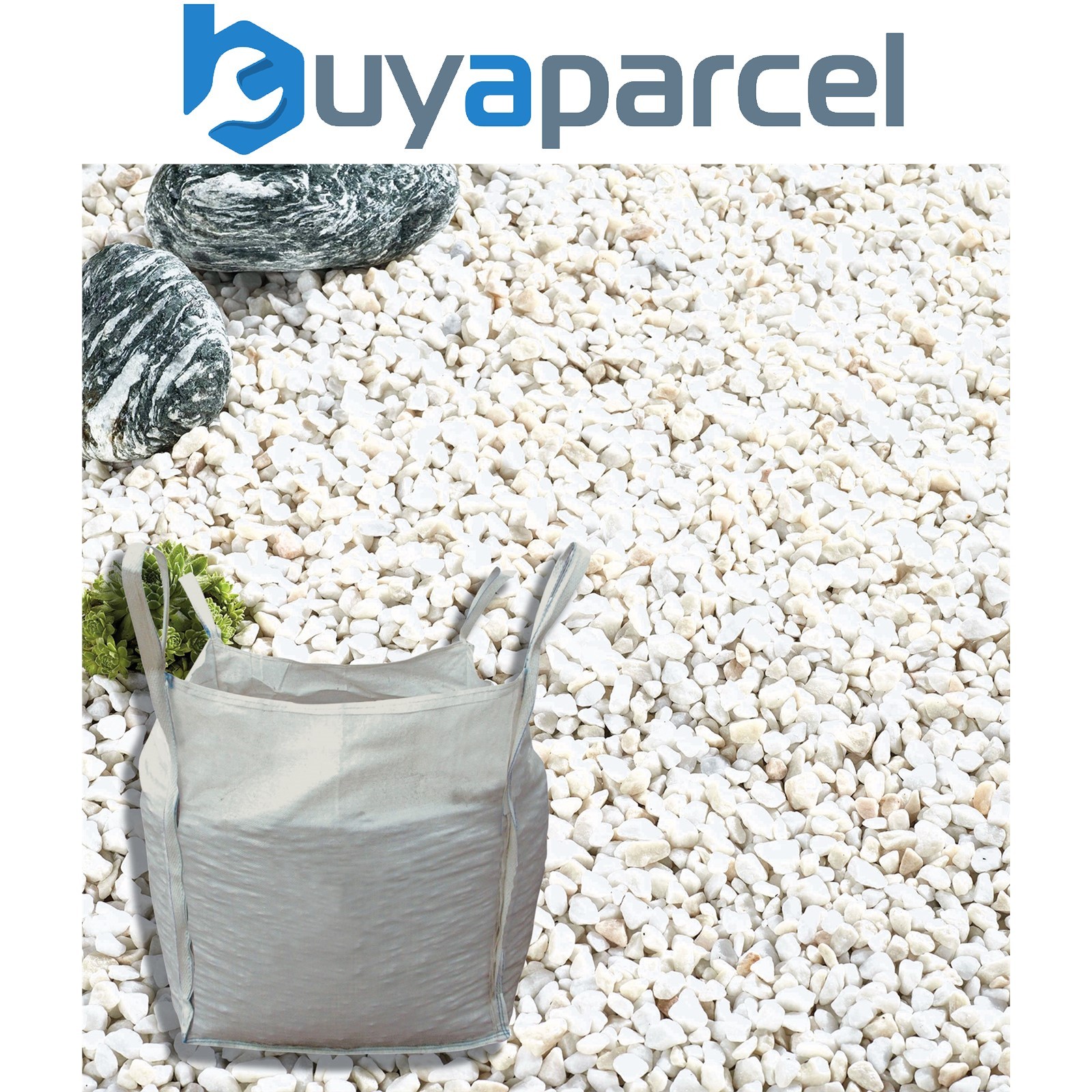 Kelkay French White Pearl Chippings Stones Garden Paths 16-32mm Bulk Bag