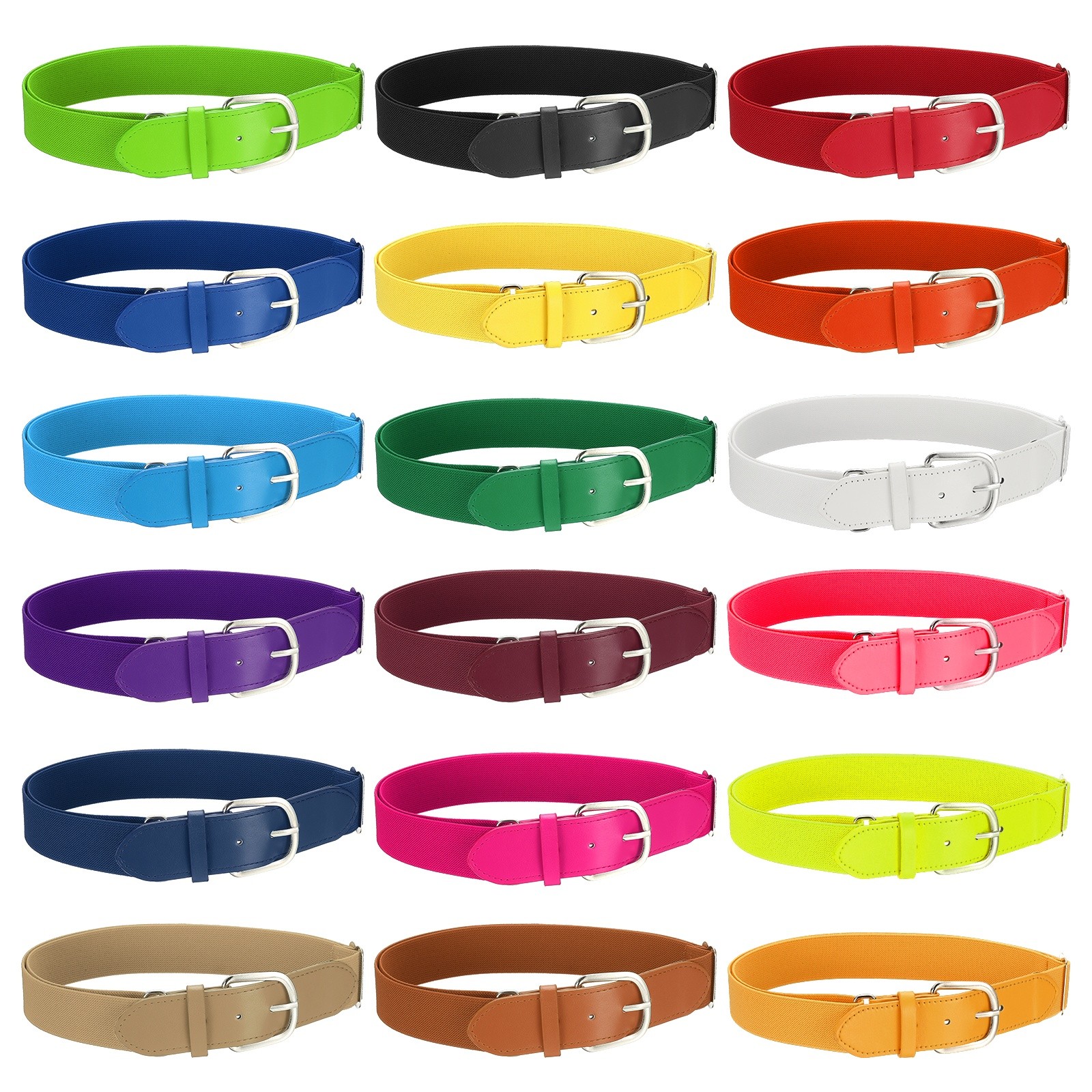 Baseball Belt Softball Belt Fit for Adult- (18 Pack, 18 Colors)